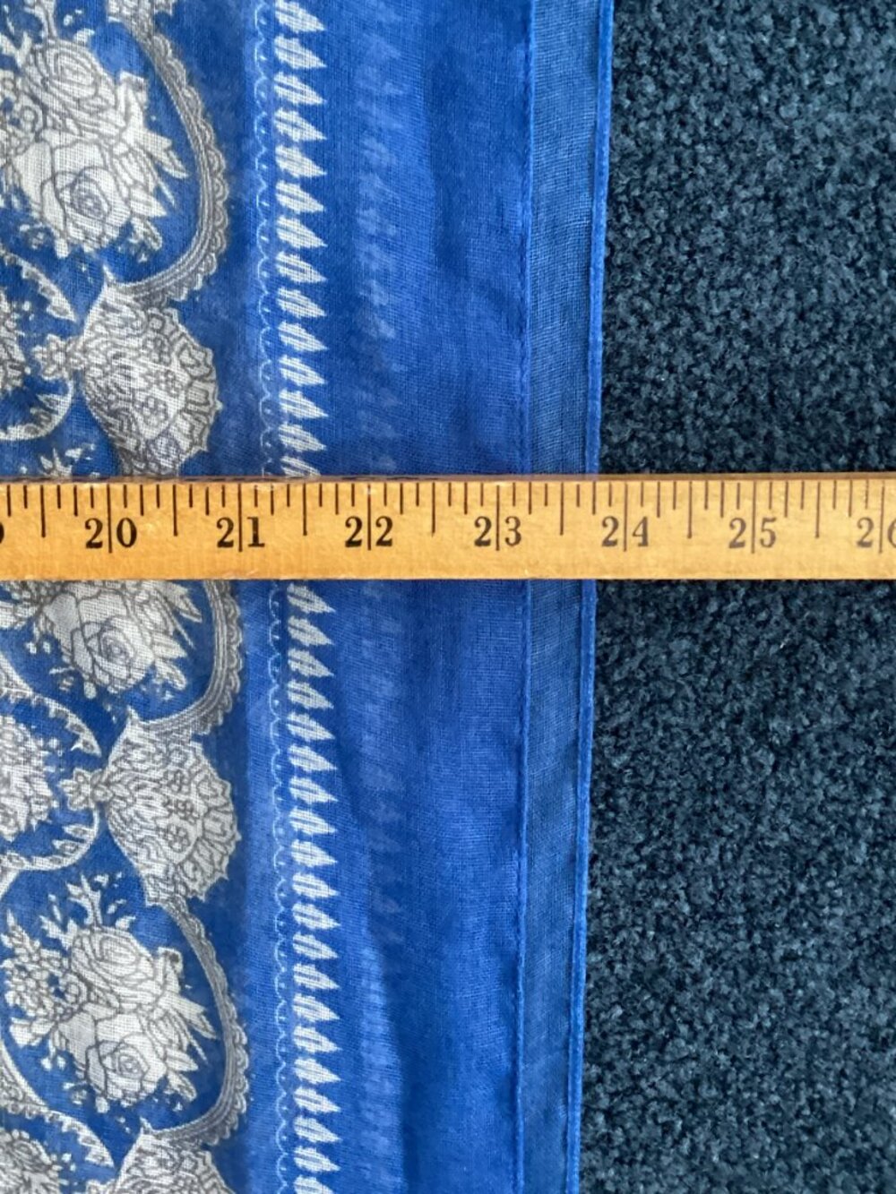 Blue and Gray Floral Long Rectangular Scarf - Picture 2 of 4